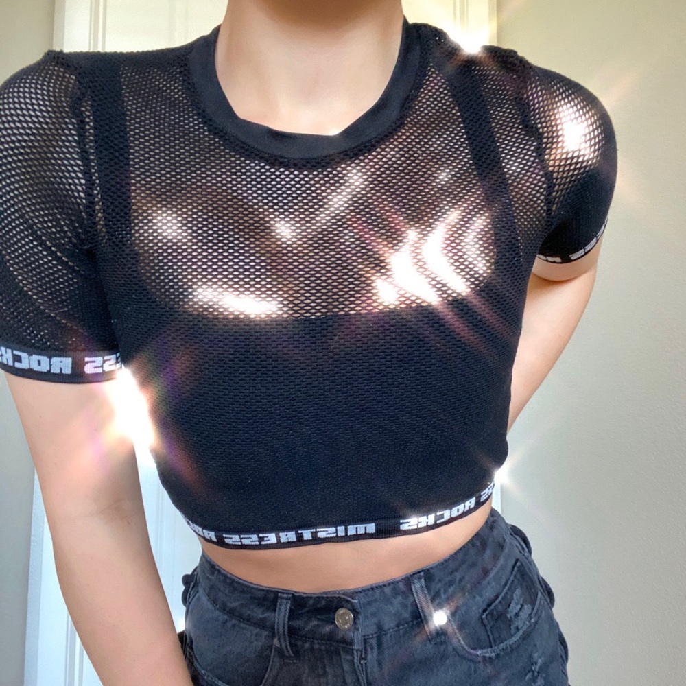 MISTRESS ROCKS MESH CROP TOP XS/S